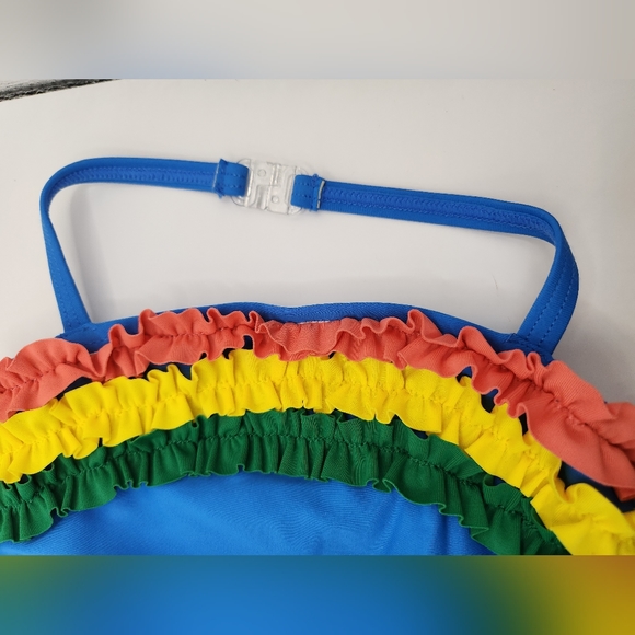 Koala Kids One Piece Swimsuit Girl's 12-18m Blue w Multicolor Ruffles NEW - Picture 5 of 13